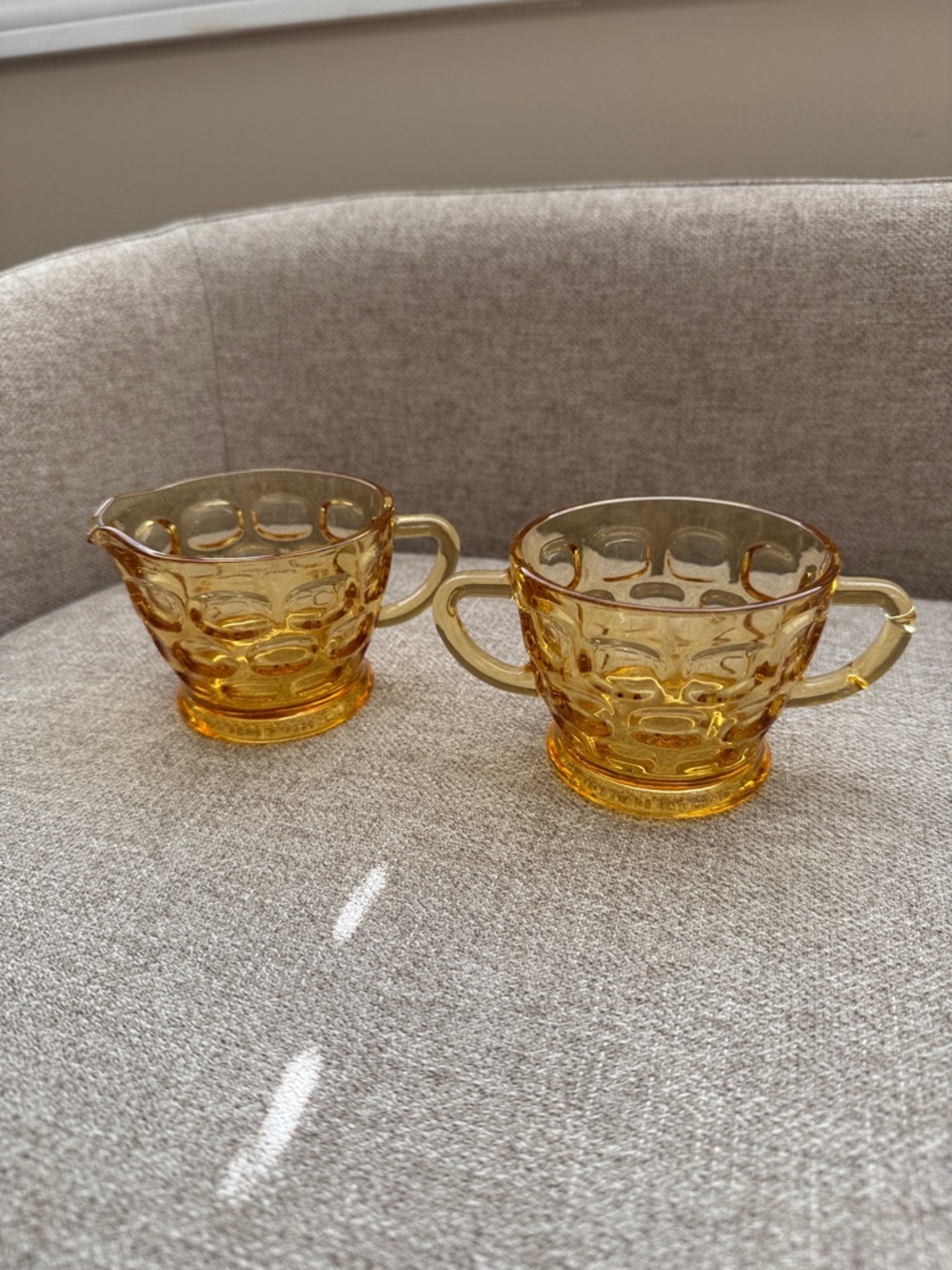 Anthropologie Amber Bubble Glass Creamer and Sugar Set